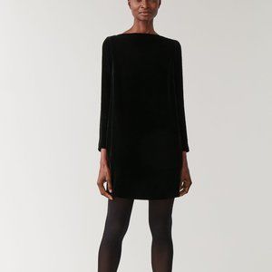 Draped Neck Black Velvet Dress (COS)